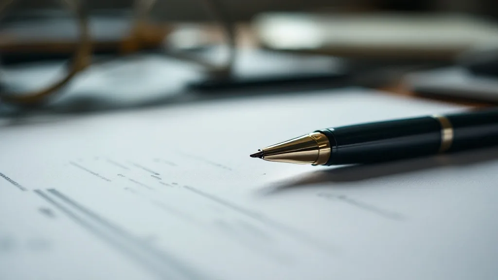 Stift auf einem Aufhebungsvertrag auf einem Schreibtisch